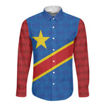 Africa DR of the Congo Personalized Long Sleeve Button Shirt Flag Style - African Pride