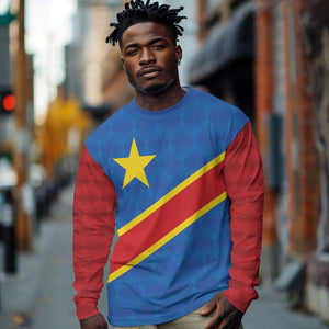 Africa DR of the Congo Personalized Long Sleeve Shirt Flag Style - African Pride