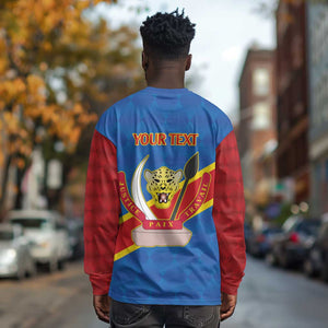 Africa DR of the Congo Personalized Long Sleeve Shirt Flag Style - African Pride