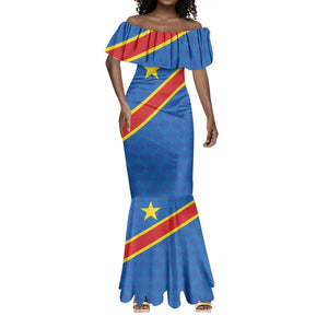 Africa DR of the Congo Personalized Mermaid Dress Flag Style - African Pride