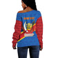 Africa DR of the Congo Personalized Off Shoulder Sweater Flag Style - African Pride