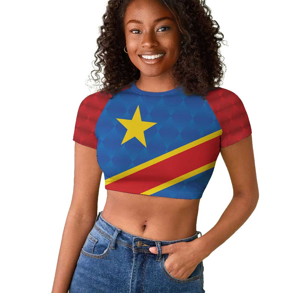 Africa DR of the Congo Personalized Raglan Cropped T shirt Flag Style - African Pride