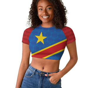 Africa DR of the Congo Personalized Raglan Cropped T shirt Flag Style - African Pride