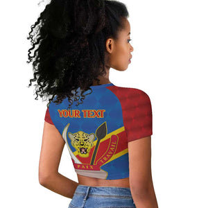 Africa DR of the Congo Personalized Raglan Cropped T shirt Flag Style - African Pride