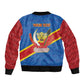 Africa DR of the Congo Personalized Sleeve Zip Bomber Jacket Flag Style - African Pride