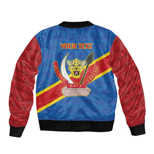 Africa DR of the Congo Personalized Sleeve Zip Bomber Jacket Flag Style - African Pride