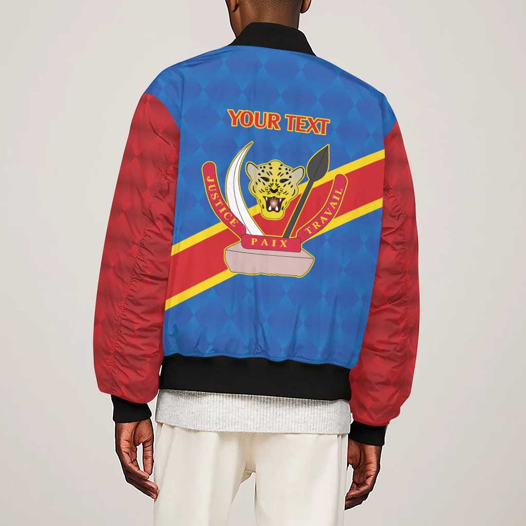 Africa DR of the Congo Personalized Sleeve Zip Bomber Jacket Flag Style - African Pride