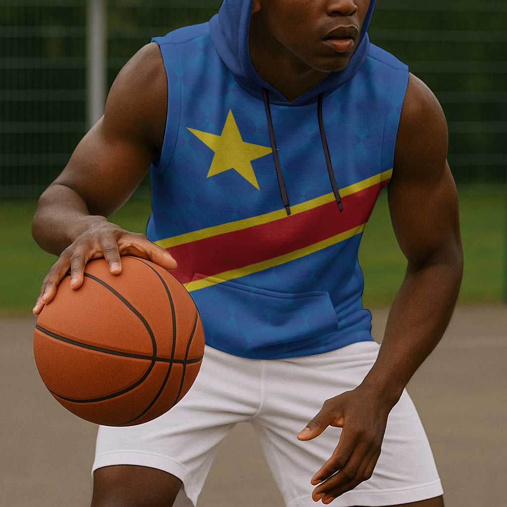 Africa DR of the Congo Personalized Sleeveless Hoodie Flag Style - African Pride