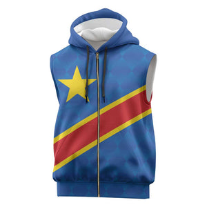 Africa DR of the Congo Personalized Sleeveless Zip Hoodie Flag Style - African Pride