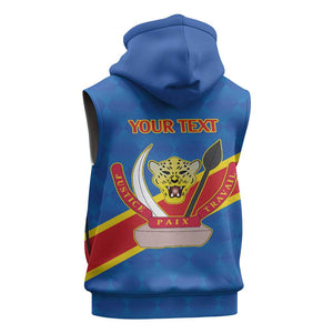 Africa DR of the Congo Personalized Sleeveless Zip Hoodie Flag Style - African Pride