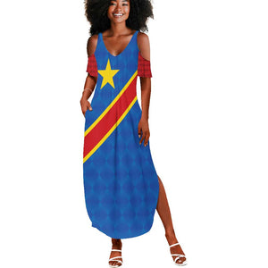 Africa DR of the Congo Personalized Summer Maxi Dress Flag Style - African Pride
