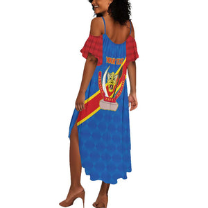 Africa DR of the Congo Personalized Summer Maxi Dress Flag Style - African Pride