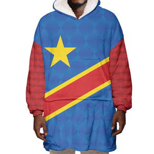 Africa DR of the Congo Personalized Wearable Blanket Hoodie Flag Style - African Pride