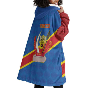 Africa DR of the Congo Personalized Wearable Blanket Hoodie Flag Style - African Pride