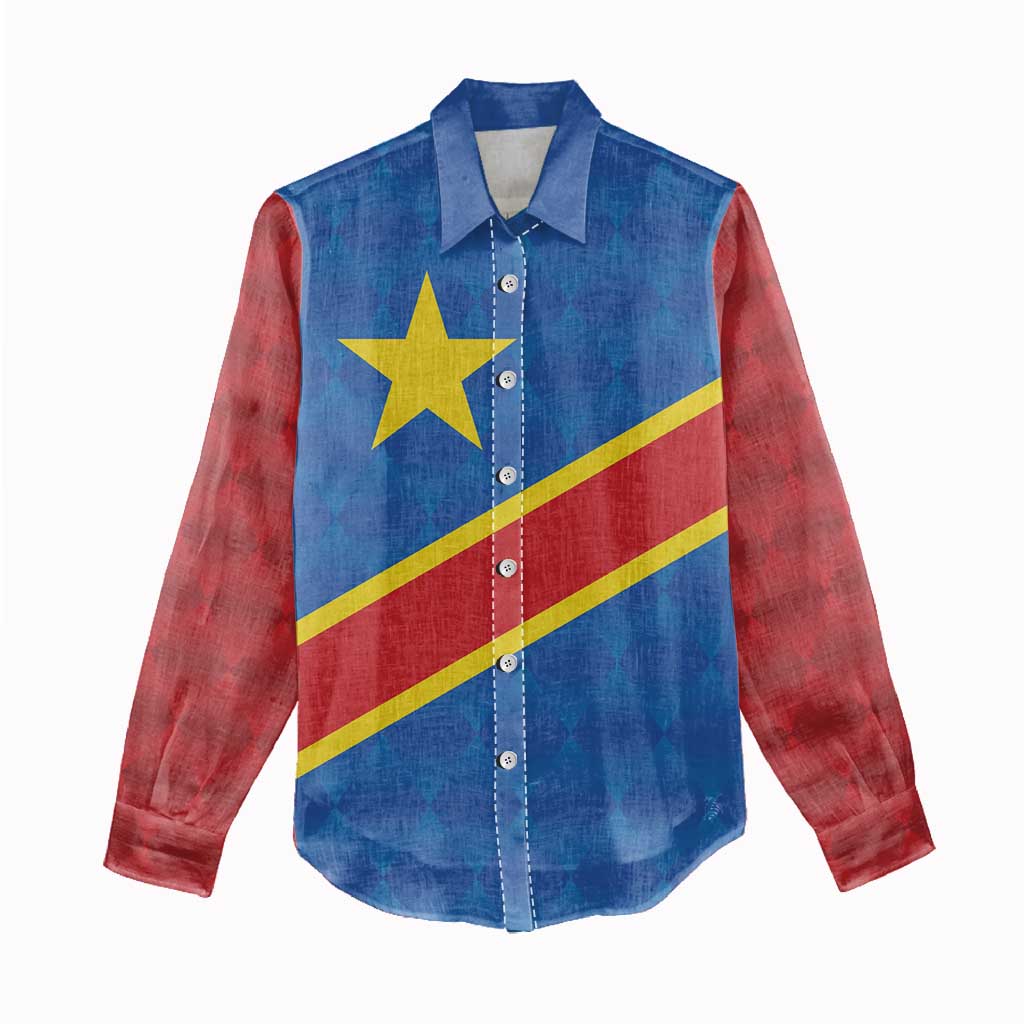 Africa DR of the Congo Personalized Women Casual Shirt Flag Style - African Pride