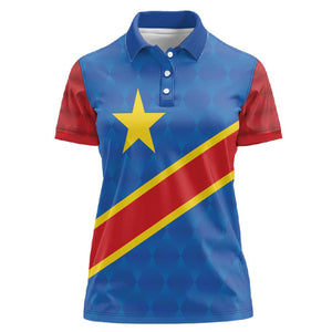 Africa DR of the Congo Personalized Women Polo Shirt Flag Style - African Pride