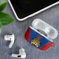 Africa DR Congo Football Custom AirPods Case Blue Leopard Skin Pattern
