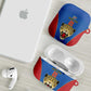 Africa DR Congo Football Custom AirPods Case Blue Leopard Skin Pattern