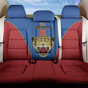 Africa DR Congo Football Custom Back Car Seat Cover Blue Leopard Skin Pattern - African Pride