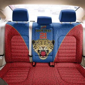 Africa DR Congo Football Custom Back Car Seat Cover Blue Leopard Skin Pattern - African Pride