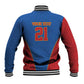 Africa DR Congo Football Custom Baseball Jacket Blue Leopard Skin Pattern - African Pride