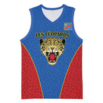 Africa DR Congo Football Custom Basketball Jersey Blue Leopard Skin Pattern - African Pride