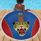 Africa DR Congo Football Custom Beach Blanket Blue Leopard Skin Pattern - African Pride