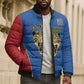 Africa DR Congo Football Custom Bomber Puffer Jacket Blue Leopard Skin Pattern