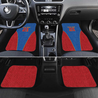 Africa DR Congo Football Custom Car Mats Blue Leopard Skin Pattern - African Pride