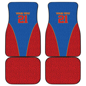 Africa DR Congo Football Custom Car Mats Blue Leopard Skin Pattern - African Pride