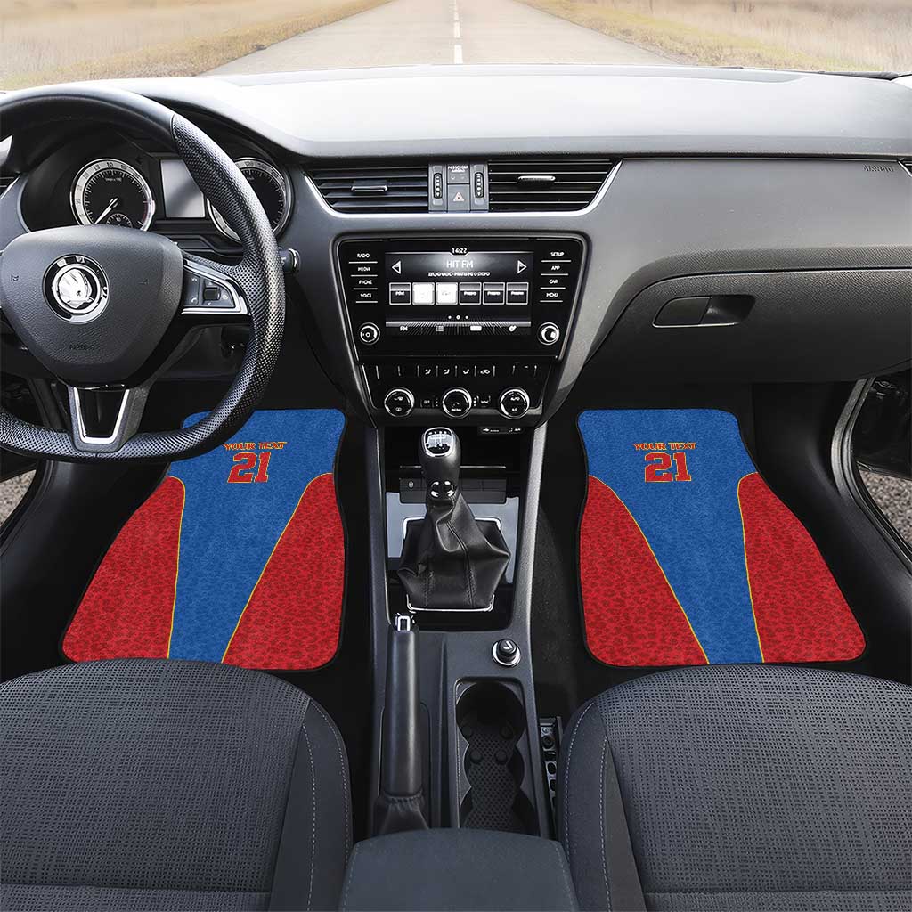 Africa DR Congo Football Custom Car Mats Blue Leopard Skin Pattern - African Pride