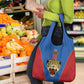 Africa DR Congo Football Custom Grocery Bag Blue Leopard Skin Pattern - African Pride