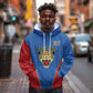 Africa DR Congo Football Custom Hoodie Blue Leopard Skin Pattern - African Pride