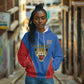 Africa DR Congo Football Custom Hoodie Blue Leopard Skin Pattern - African Pride