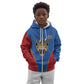 Africa DR Congo Football Custom Kid Hoodie Blue Leopard Skin Pattern - African Pride