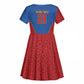 Africa DR Congo Football Custom Kid Short Sleeve Dress Blue Leopard Skin Pattern - African Pride