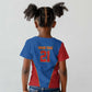 Africa DR Congo Football Custom Kid T shirt Blue Leopard Skin Pattern - African Pride
