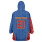 Africa DR Congo Football Custom Kid Wearable Blanket Hoodie Blue Leopard Skin Pattern - African Pride