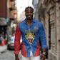 Africa DR Congo Football Custom Long Sleeve Button Shirt Blue Leopard Skin Pattern - African Pride