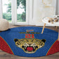 Africa DR Congo Football Custom Round Carpet Blue Leopard Skin Pattern - African Pride