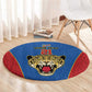 Africa DR Congo Football Custom Round Carpet Blue Leopard Skin Pattern - African Pride