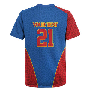 Africa DR Congo Football Custom Rugby Jersey Blue Leopard Skin Pattern - African Pride