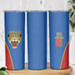 Africa DR Congo Football Custom Skinny Tumbler Blue Leopard Skin Pattern - African Pride