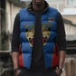 Africa DR Congo Football Custom Sleeveless Puffer Jacket Blue Leopard Skin Pattern