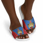 Africa DR Congo Football Custom Slide Sandals Blue Leopard Skin Pattern