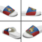 Africa DR Congo Football Custom Slide Sandals Blue Leopard Skin Pattern