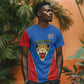 Africa DR Congo Football Custom T shirt Blue Leopard Skin Pattern - African Pride