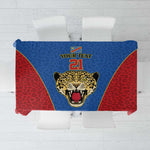 Africa DR Congo Football Custom Tablecloth Blue Leopard Skin Pattern - African Pride