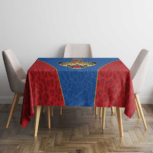 Africa DR Congo Football Custom Tablecloth Blue Leopard Skin Pattern - African Pride