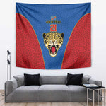 Africa DR Congo Football Custom Tapestry Blue Leopard Skin Pattern - African Pride